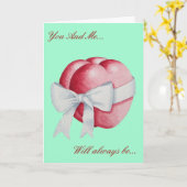 ロマンチックな赤いハートを白いリボンの弓で結ぶ カード (黄色い花)