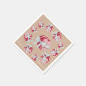 ロマンチックな赤いハートを白いリボンの弓で結ぶ スタンダードカクテルナプキン (角)