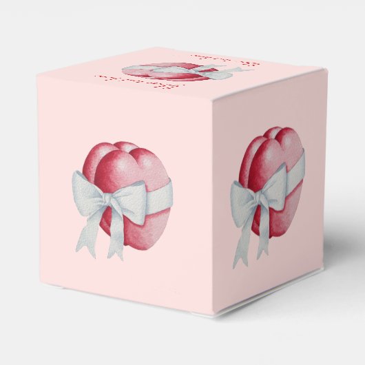 ロマンチックな赤いハートを白いリボンの弓で結ぶ フェイバーボックス (裏面サイド)