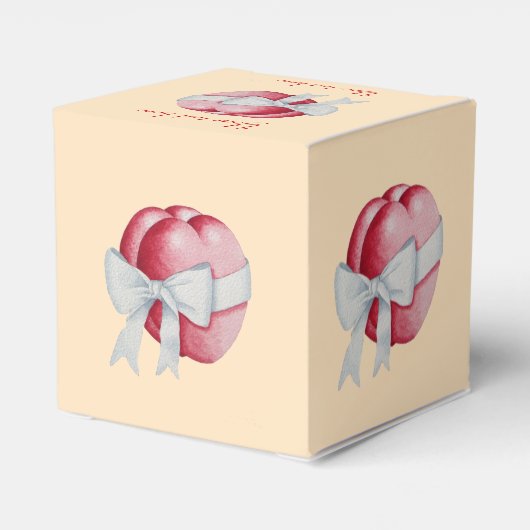 ロマンチックな赤いハートを白いリボンの弓で結ぶ フェイバーボックス (裏面サイド)