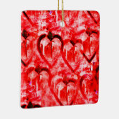 ロマンチックな赤いハートアート セラミックオーナメント (右)