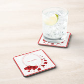 ロマンチックな赤いハートエレガントロマンスパーソナライズされた コースター (右側)