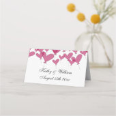 ロマンチックな赤いハートバルーンテーマカスタムウェディング プレイスカード (裏面)