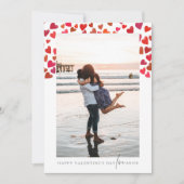 ロマンチックな赤いハートバレンタインデーの写真カード 招待状 (正面)