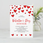 ロマンチックな赤いハートバレンタインデーディナー 招待状 (スタンド正面)
