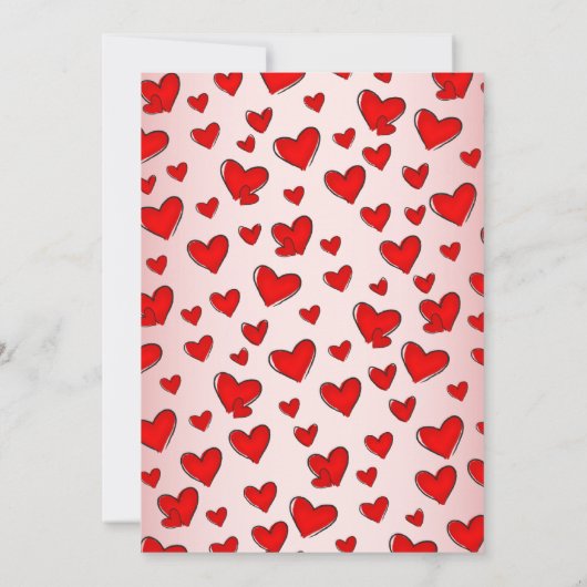 ロマンチックな赤いハートバレンタインデーディナー 招待状 (裏面)