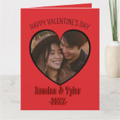 ロマンチックな赤いハートフォトカスタム文字を折り畳んだ カード (正面)