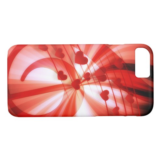ロマンチックな赤いハートミュージッククレフ、 音符記号ノート抽象芸術 Case-Mate iPhoneケース (裏面(横))
