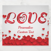 ロマンチックな赤いハートラブパーソナライズワインシャンパン スパークリングワインラベル (シングルラベル)