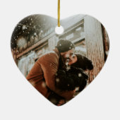 ロマンチックな赤いハート名写真バレンタインデー セラミックオーナメント (裏面)