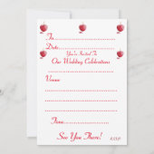 ロマンチックな赤いハート型の結婚ろうそく 招待状 (裏面)