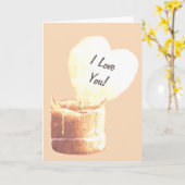 ロマンチックな赤いハート形の炎のロウソクの愛を熟知 カード (黄色い花)