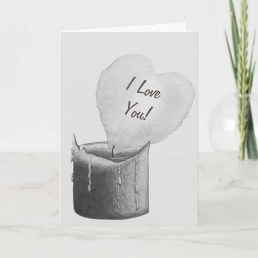 ロマンチックな赤いハート形の炎のロウソクの愛を熟知 カード (正面)