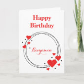 ロマンチックな赤いハート誕生日for Him シーズンカード (正面)
