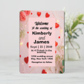 ロマンチックな赤いハート&バラ結婚式招待状 招待状 (スタンド正面)