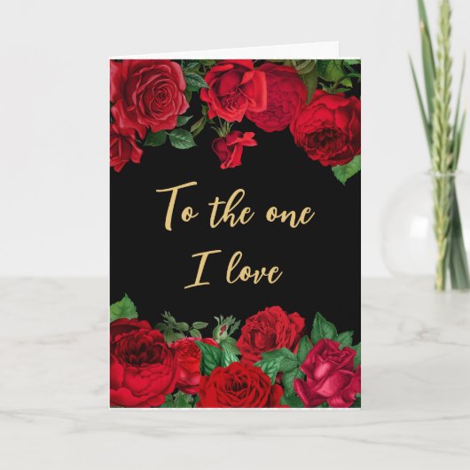 ロマンチックな赤いバラがブラックバレンタインデーに カード (正面)