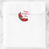 ロマンチックな赤いバラがホワイトバレンタインデーに ラウンドシール (バッグ)