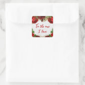 ロマンチックな赤いバラとゴールドフォイルバレンタインデー スクエアシール (バッグ)