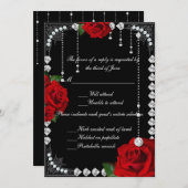 ロマンチックな赤いバラとダイヤモンドの応答カード 招待状 (正面/裏面)