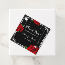 ロマンチックな赤いバラとダイヤモンド フェイバータグ