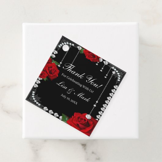 ロマンチックな赤いバラとダイヤモンド フェイバータグ (インサイチュ)