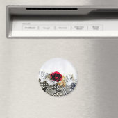 ロマンチックな赤いバラと白いレース マグネット (インサイチュ (食洗機))