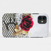 ロマンチックな赤いバラと白いレース Case-Mate iPhoneケース (裏面(横))