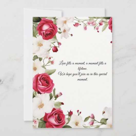 ロマンチックな赤いバラと谷の結婚リリー 招待状 (裏面)