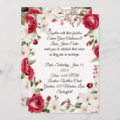 ロマンチックな赤いバラと谷の結婚リリー 招待状 (正面/裏面)