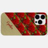 ロマンチックな赤いバラと金ゴールドモノグラムカラーブロック Case-Mate iPhoneケース (裏面 (横))