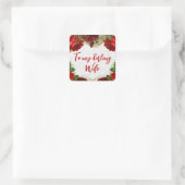 ロマンチックな赤いバラと金ゴールド妻バレンタインデー スクエアシール (バッグ)