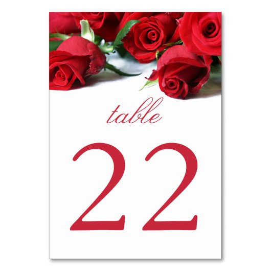 ロマンチックな赤いバラのテーブルビッグナンバー テーブルナンバー (裏面)
