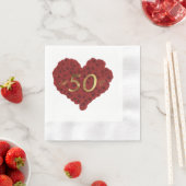 ロマンチックな赤いバラのハート結婚50周年 縁ありカクテルナプキン (インサイチュ)