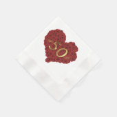 ロマンチックな赤いバラのハート結婚50周年 縁ありカクテルナプキン (角)