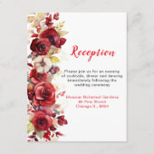 ロマンチックな赤いバラのフローラウェディングレセプション エンクロージャーカード (正面)
