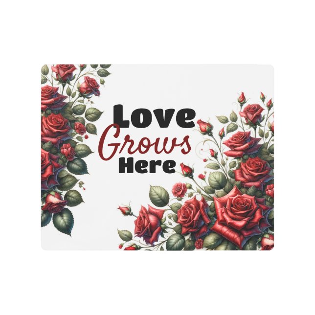 ロマンチックな赤いバラのメタルウォールアート メタルプリント (正面)