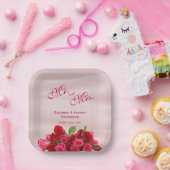 ロマンチックな赤いバラの結婚花束 ペーパープレート (パーティー)