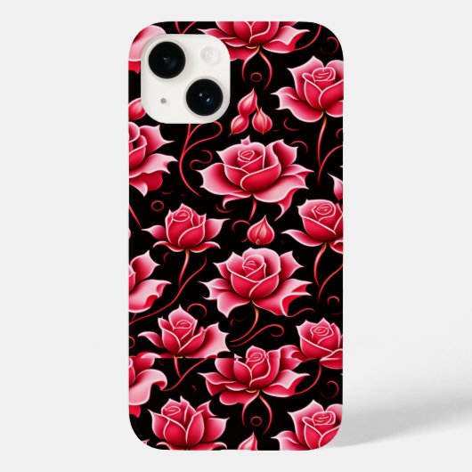 ロマンチックな赤いバラの花のパターン Case-Mate iPhoneケース (裏面)