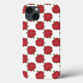 ロマンチックな赤いバラカスタムズオンホワイトIPADミニケース iPhone 13ケース