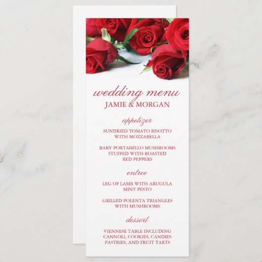 ロマンチックな赤いバラ結婚ズのメニュー メニュー (正面/裏面)