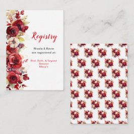 ロマンチックな赤いバラ結婚ズフローラのレジストリ エンクロージャーカード