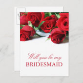 ロマンチックな赤いバラ花嫁はがき インビテーションポストカード (正面/裏面)