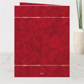 ロマンチックな赤いバラ ゴールドアクセント バレンタインデー カード (裏面)