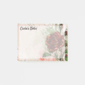 ロマンチックな赤いバラ、水彩スタイル4" x 3" ポストイット (正面)