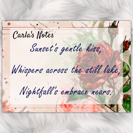 ロマンチックな赤いバラ、水彩スタイル4" x 3" ポストイット