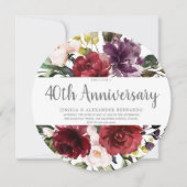 ロマンチックな赤いバラ 40周年 結婚記念日 招待状 (正面)