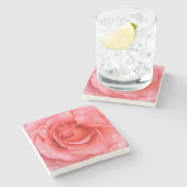 ロマンチックな赤いピンクのバラの水滴 ストーンコースター (横)