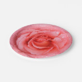 ロマンチックな赤いピンクのバラの水滴 ペーパープレート (アングル)