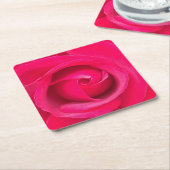 ロマンチックな赤いピンクのバラ スクエアペーパーコースター (アングル)