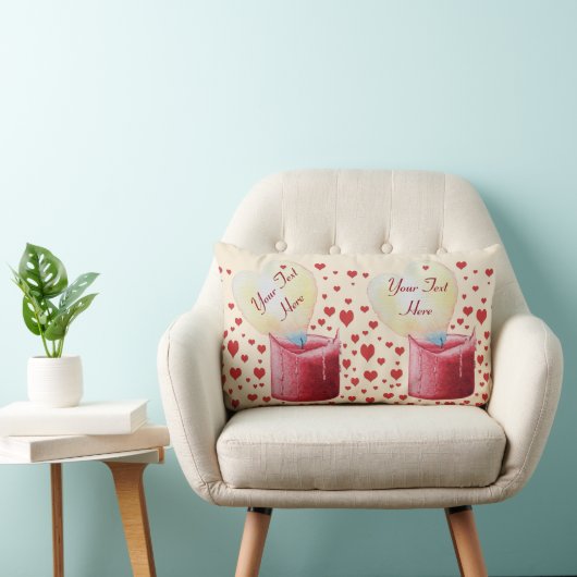 ロマンチックな赤いロウソクとハート型の燃え炎 ランバークッション (椅子)